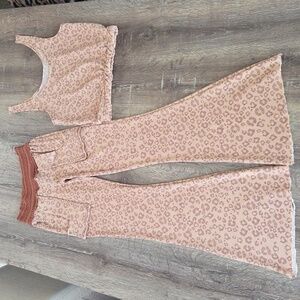 One Of A Kind Handmade Leopard Print Waffleknit Two-Piece Loungewear Set XS